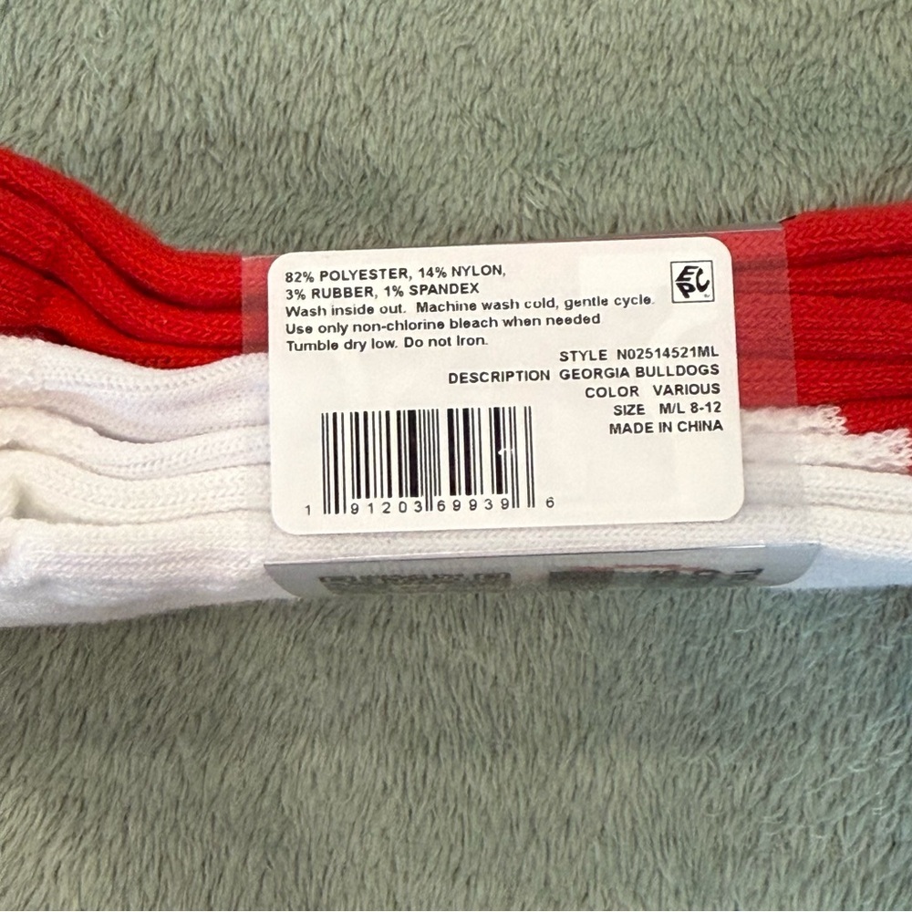 Strideline Georgia Bulldogs Socks Crew Red White Black M/L NCAA 2 Pair - Picture 5 of 5